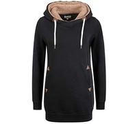 Oxmo Vicky Pile Hood Long Women's Long Hoodie Jumper Hooded Sweatshirt with Teddy Fleece, Size:XS, Colour:Black PIL (7990002)