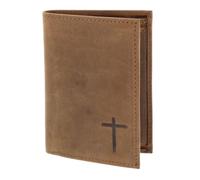 Oxmox Purse Leather RFID Protect Kombibörse Freedom Cross Embossed Vintage Light Brown