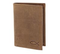 Oxmox Purse Leather RFID Protect Kombibörse Freedom Fish Embossed Vintage Light Brown