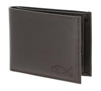 Oxmox Purse Leather RFID Protect Pocketbörse Freedom Fish Embossed Brown Dark Brown