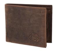 Oxmox Purse Leather RFID Protect Querscheinbörse Crab 2.0 Embossed Vintage Dark Brown