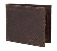 Oxmox Purse Leather RFID Protect Querscheinbörse Lizard 2.0 Embossed Vintage Dark Brown