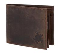 Oxmox Purse Leather RFID Protect Querscheinbörse Turtle 2.0 Embossed Vintage Dark Brown