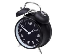 OXNSHEJW Alarm Clock, Loud Alarm Clock for Heavy Sleepers, Silent Non Ticking Alarm Clocks with Night Light, Metal 4" Twin Bell Battery Operated Clocks for Bedrooms, Adults (Black)
