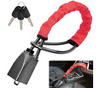 OXNSHEJW Steering Wheel Lock, Car Steering Wheel Locks, Car Seat Belt Lock with Metal Head, High Visibility Car Lock Anti-Theft Device for Car, SUV, Pickup, Van, RV, 3 Keys (Red)