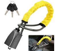 OXNSHEJW Steering Wheel Lock, Car Steering Wheel Locks, Car Seat Belt Lock with Metal Head, High Visibility Car Lock Anti-Theft Device for Car, SUV, Pickup, Van, RV, 3 Keys (Yellow)
