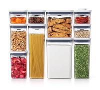 OXO 11236000 Good Grips 10 Piece POP Container Set, Plastic, White | Different sizes for pantry organization, one-press airtight seal, store dry goods such as