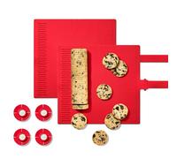 OXO 11383000 Good Grips Slice & Bake Cookie Helper (Set of 2) Mats and End Caps, Silicone, Red