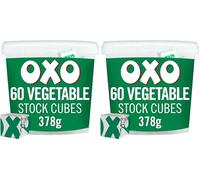 OXO 60 Vegetable Stock Cubes - Full-Bodied Flavour, Plant-Based & Vegan, Ideal for Soups, Stews & Roast Dinners, 378 g (Pack of 2)
