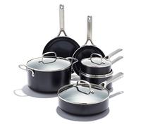 OXO Agility Series 10-Piece Cookware Set - No-PFAS Ceramic Non-Stick, Quick-Heating Aluminium, Induction-Ready Base, Oven & Dishwasher Safe, Sturdy Stainless Steel Handles, Tempered Glass Lids
