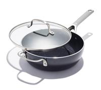 OXO Agility Series 24 cm/2.8L Chef’s Pan with Lid - No-PFAS Ceramic Non-Stick, Quick-Heating Aluminium, Induction-Ready Base, Oven & Dishwasher Safe, Sturdy Stainless Steel Handles, Tempered Glass Lid