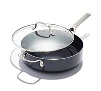 OXO Agility Series 5QT Saute Pan with Lid, Ceramic Nonstick Cookware PFAS-Free, Induction Suitable, Quick Even Heating, Stainless Steel Handles, Chip-Free Rims, Dishwasher and Oven Safe, Black