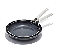 OXO Agility Series 9.5" and 11” Frying Pan Skillet Set, Ceramic Nonstick Cookware PFAS-Free Induction Suitable Quick Even Heating, Stainless Steel Handle, Chip-Free Rims Dishwasher and Oven Safe Black