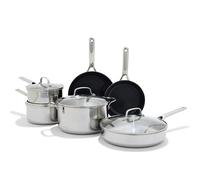 OXO Agility Tri-Ply Stainless Steel 13 Piece Kitchen Cookware Pots and Pans Set, Induction, PFAS-Free Ceramic Nonstick Coated Frypans, Saucepans, Stockpot, Quick Even Heating, Dishwasher and Oven Safe