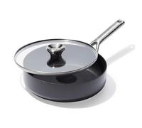OXO Ceramic Non-Stick Professional 24 cm Sauté Pan with Lid - Diamond-Reinforced No-PFAS Ceramic, Induction-Ready Base, Tempered Glass Lid, Oven Safe to 200°C, Dishwasher Safe