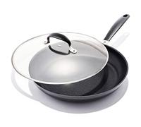 OXO Good Grips 12" Frying Pan Skillet with Lid, 3-Layered German Engineered Nonstick Coating, Stainless Steel Handle with Nonslip Silicone, Black