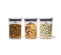 OXO Good Grips 3-Piece Mini Round POP Canisters | Includes three 0.6 Qt/0.6 L Airtight Food Storage Containers | Ideal for tea, sugar cubes | BPA Free | Dishwasher Safe