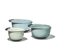 OXO Good Grips 3-Piece Plastic Mixing Bowl Set - Cadet Blue, Tower Gray, Jade, Small, Medium, Large