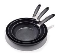 OXO Good Grips 8" 10" and 12" Frying Pan Skillet Set, 3-Layered German Engineered Nonstick Coating, Stainless Steel Handle with Nonslip Silicone, Black