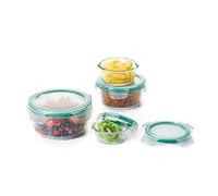 OXO Good Grips 8 Piece Smart Seal Airtight Glass Round Container Set,Blue