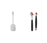 OXO Good Grips Compact Toilet Brush & Canister - Gray, Pack of 1 & Good Grips Deep Clean Brush Set - Orange