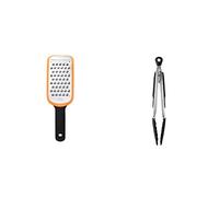 OXO Good Grips Etched Coarse Grater & Good Grips 22.8 cm Tongs with Silicone Heads