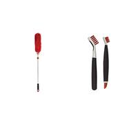OXO Good Grips Extendable Microfibre Duster & Good Grips Deep Clean Brush Set - Orange
