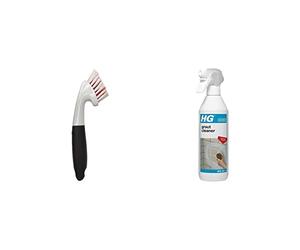 OXO Good Grips Grout Brush & HG Mould Remover Spray, Effective Mould Spray & Mildew Cleaner, Removes Mouldy Stains From Walls, Tiles, Silicone Seals & More (500ml) - 186050106