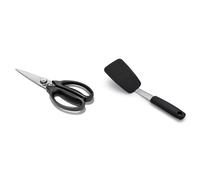 OXO Good Grips Kitchen & Herb Stainless Steel Scissors & Good Grips Silicone Flexible Turner, Black