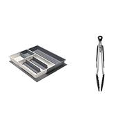OXO Good Grips Large Expandable Kitchen Tool Drawer Organizer & Good Grips 22.8 cm Tongs with Silicone Heads