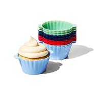 OXO Good Grips Silicone Baking Cups, Pack of 12, Reusable, BPA-Free, Dishwasher Safe, Non-Stick, Food Grade, Cupcake Cups, Muffin Cups, Cupcake Liners, Muffin Liners