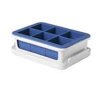 OXO Good Grips Silicone Large Ice Cube Tray with Lid, White/Dark Blue