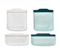OXO Good Grips Silicone Reusable Bags - 4 Piece Lunch Set - Oat/Lagoon