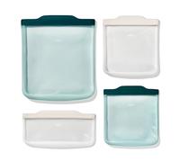 OXO Good Grips Silicone Reusable Bags - 4 Piece Starter Set - Oat/Lagoon