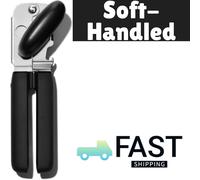 OXO Good Grips Soft Handled Tin Opener, Black/Silver Easy To Use, Open Anything