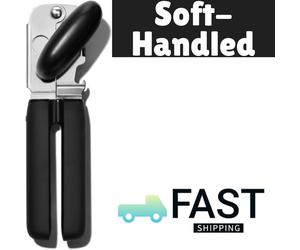 OXO Good Grips Soft Handled Tin Opener, Black/Silver Easy To Use, Open Anything
