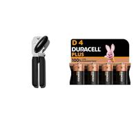 OXO Good Grips Soft Handled Tin Opener & Duracell Plus D Batteries (4 Pack) - Alkaline 1.5V - 100% Life Guaranteed