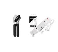 OXO Good Grips Soft Handled Tin Opener & Heavy Duty Extension Lead UK Pin Plug and Cable, 4 Gang Way 2m Power Adapter