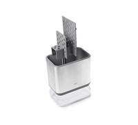 OXO Good Grips Stainless Steel Sinkware Caddy - Keeps Sponges & Brushes Organized - Ventilated Divider for Quick Drying - Drip Tray with Pour Spout - Durable & Easy to Clean