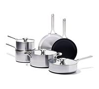 OXO Mira Tri-ply Stainless Steel, 10 Piece Cookware Pots and Pans Set, Skillets, Saute, Saucepans, Lids,Incl Ceramic Nonstick Frying Pan,Induction,Multi Clad,Metal Utensil Safe,Dishwasher & Oven Safe