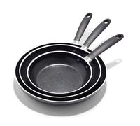 OXO Non-Stick Every Day Frying Pan Set, BPA-Free Comfort Grip Silicone Handles, Dishwasher & Oven Safe, PFAS-Free Ceramic Skillets, Black, 8”, 10” & 12”