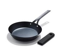 OXO Obsidian Pre-Seasoned Carbon Steel, 8" Frying Pan Skillet with Removable Silicone Handle Holder, Induction, Oven Safe, 1.8 Liters, Black