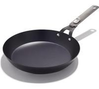 OXO Outdoor Pre-Seasoned Carbon Steel 10" Frying Pan Skillet, Detachable Handle for Easy Storage, Indoor Use, Nonstick with Use, Induction Suitable,Oven & Broiler Safe,Browning, Grill,Sear,Saute,Black