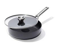OXO Professional 3QT Saute Pan Jumbo Cooker with Lid, Hard Anodized Ceramic Nonstick Cookware PFAS-Free, Stainless Steel, Induction Suitable, Diamond Reinforced Coating Dishwasher and Oven Safe, Black