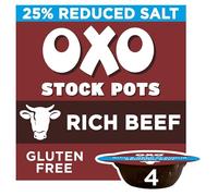 OXO Reduced Salt Beef Stock Pot - Rich Flavour, Less Salt, Ideal for Gravy, Stews, Casseroles & Holiday Cooking, 4 x 20 g (80 g Total)
