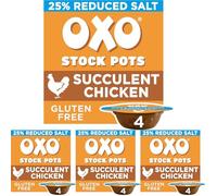 OXO Reduced Salt Chicken Stock Pot - Savoury Chicken Taste, Lower Salt, Ideal for Gravy, Soups, Risottos & Holiday Cooking, 4 x 20 g (80 g Total) (Pack of 4)