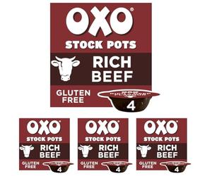OXO Rich Beef Stock Pots with Rosemary & Onion - Made with Real Meat Juices, Deep Flavour, Ideal for Roasts, Stews, Casseroles & Holiday Cooking, 4 x 20 g (80 g Total) (Pack of 4)