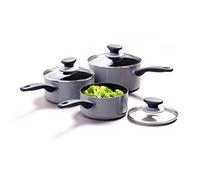 OXO Softworks Hard Anodized 3 Piece Cookware Pots and Pans Set,3-Layered German Engineered Non-Stick Coating,Stainless Steel Soft-Touch Handle,Induction,Oven safe up to 180°C,Dishwasher Safe,Grey