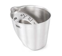 OXO SteeL Angled Measuring Jigger (1233080) - Mini Stainless Steel Cup with Read-From-Top Angled Markings, Ounce & Tbsp, Dishwasher Safe