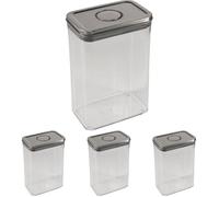 OXO Steel POP Container, Rectangle Medium (2.6 L) - Airtight Food Storage with Stainless-Steel Lid (Pack of 4)
